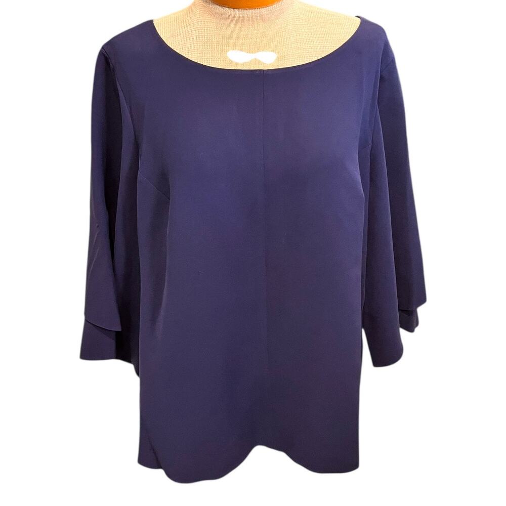 Size 1X Lafayette 148 Womens Blouse Ruffled Purple Plus Size  Holidays Fall